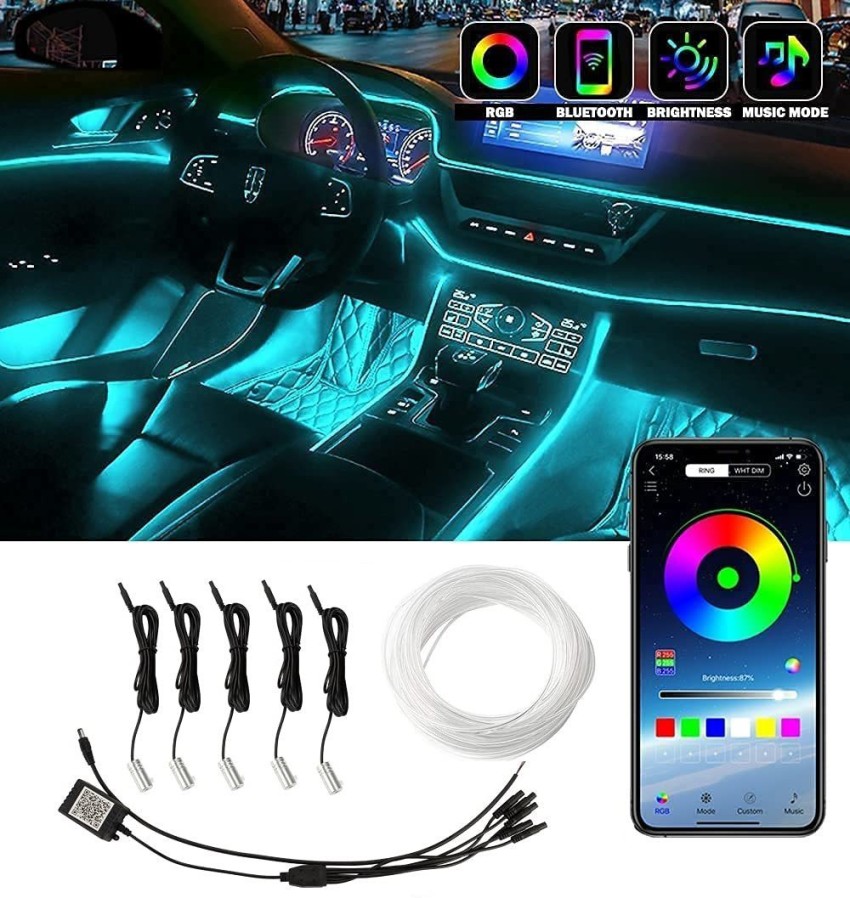Car Atmosphere Light Ambient Interior Decoration App Sound Control Wireless  RGB Neon Led Strips Auto Flexible Lamps