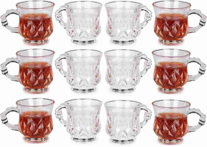 Crystal Clear Glass Tea Cup ,Cappuccino Mugs-150ml (Pack of 12)