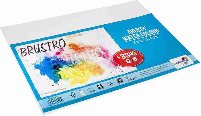 BRuSTRO Artists 25% Cotton, Cold Pressed, Unruled A4 300 gsm Watercolor  Paper - Watercolor Paper