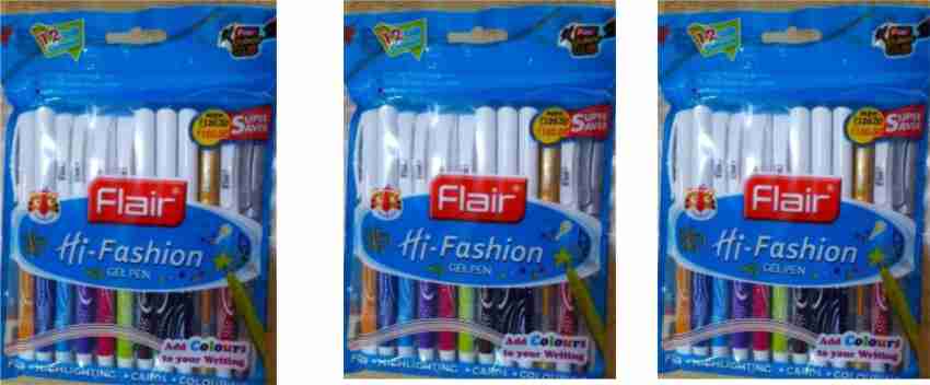 Flair Hi-Fashion Colour Gel Pen ( Multicolour ) – Pack of 10 Pens