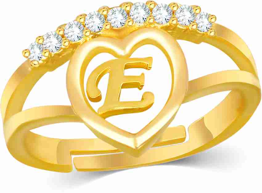 Letter e gold ring top