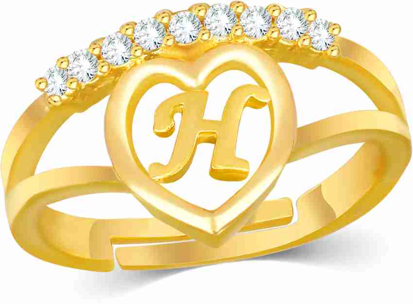 Kanak Jewels Love Gift Initial Letter H Valentine for Girls stylish design Gold plated ring Brass Cubic Zirconia Gold Plated Ring Price in India Buy Kanak Jewels Love Gift Initial Letter