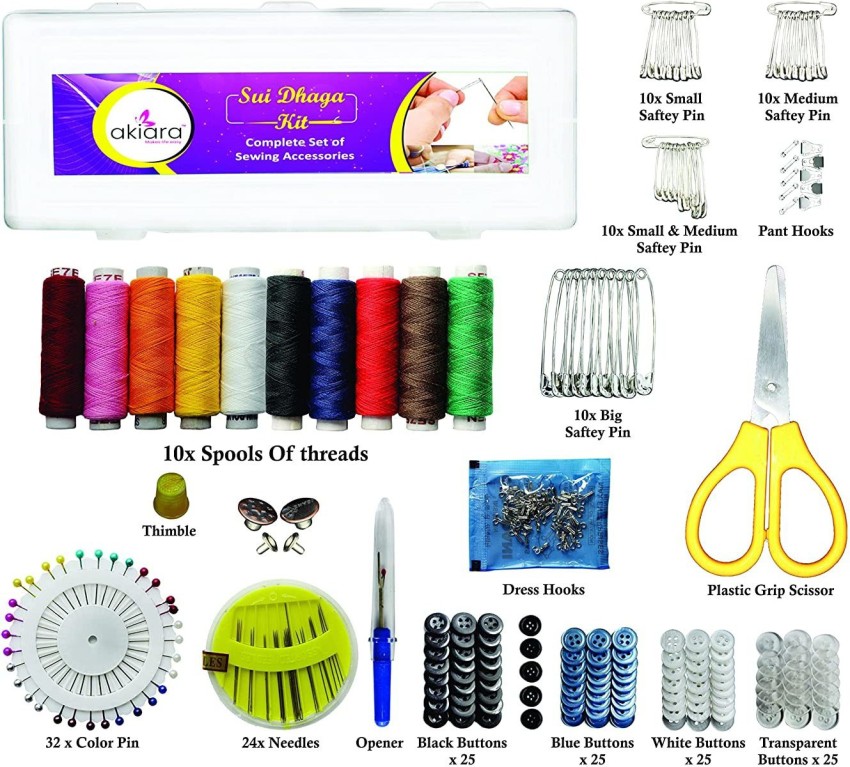 CHILLAXPLUS 82 pcs Sewing kit box, Sui dhaga box, Stitching Kit
