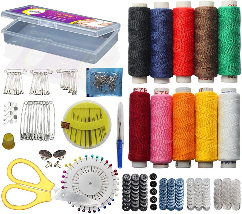 CHILLAXPLUS 82 pcs Sewing kit box, Sui dhaga box, Stitching Kit