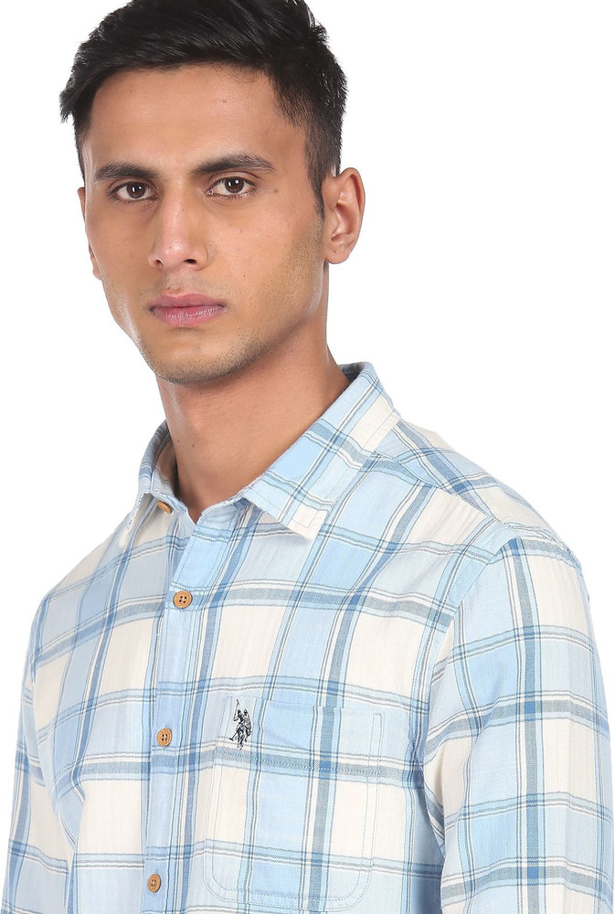 us polo blue check shirt