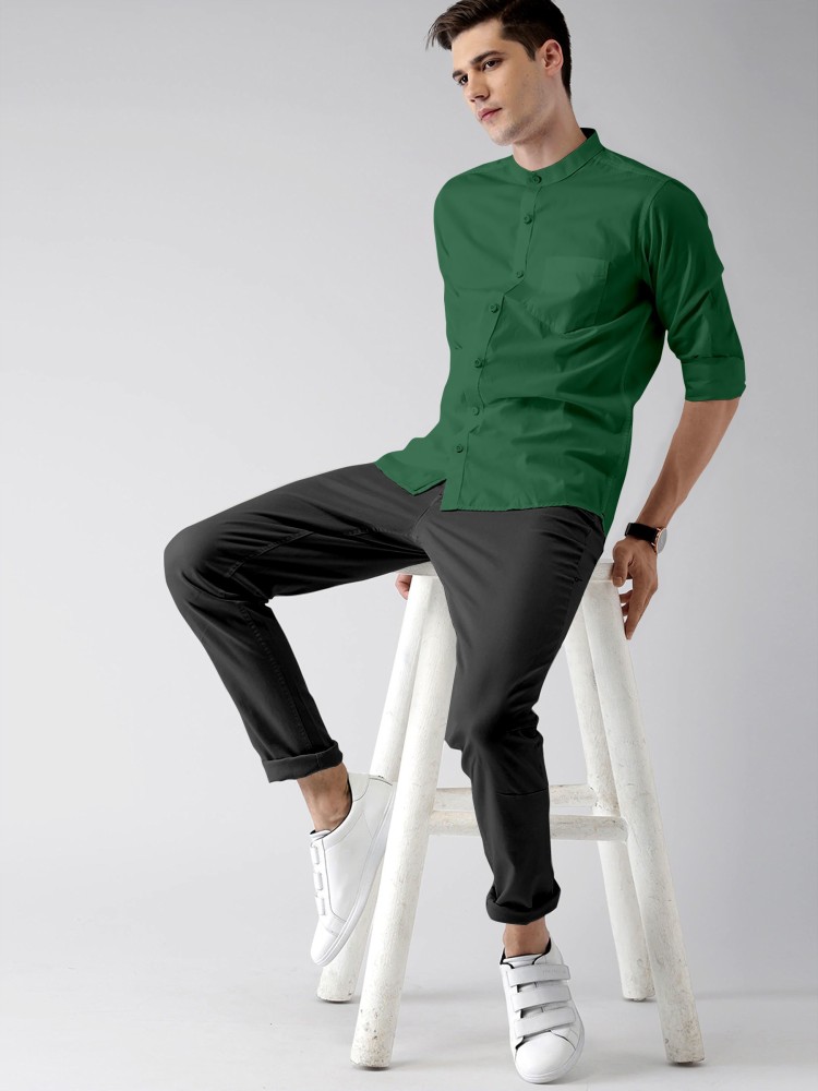 Buy Praizy Men Solid Casual Dark Green Shirt Online at Best Prices in India