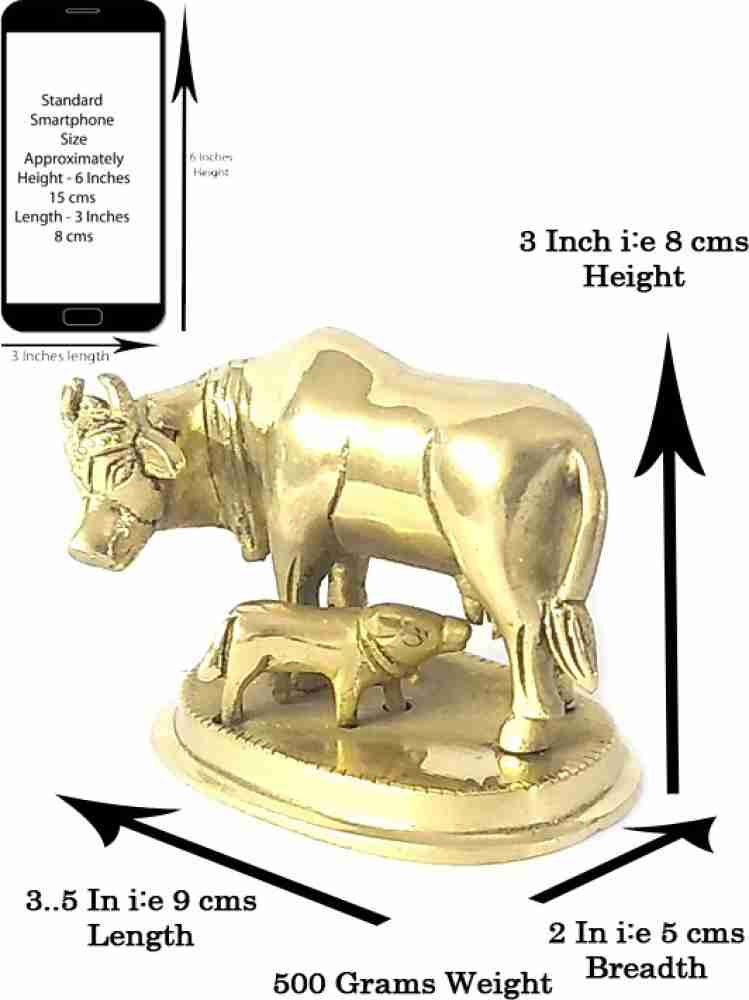 8 Inches Cow and Calf Set - Handmade Brass Statue - Decorative