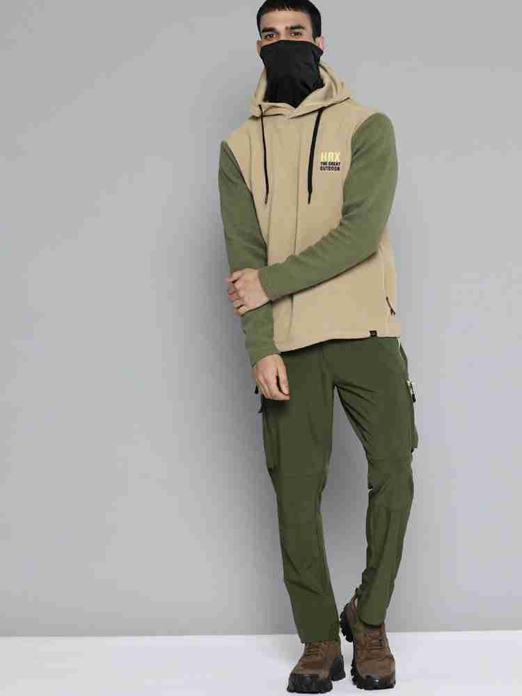 HRX by Hrithik Roshan Men Olive Green Solid Seamless Hooded Rapid