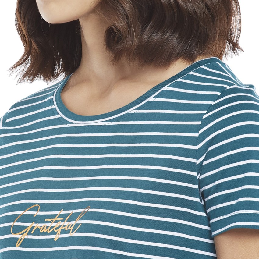 Honey by Pantaloons Teal Blue Striped Top