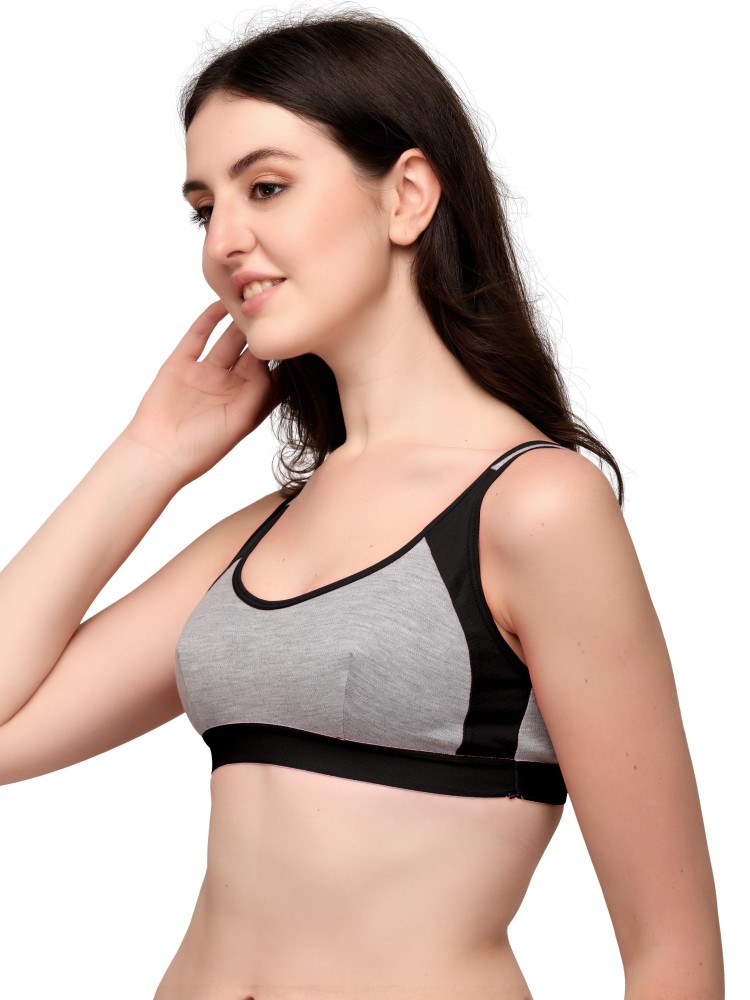 Buy Clovia Low Impact Cotton Non-Padded Non-Wired Sports Bra In Grey Online  In India At Discounted Prices