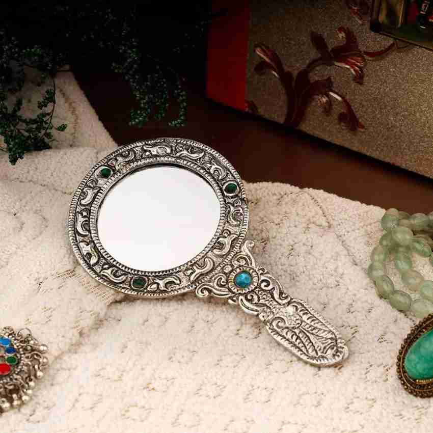 S R WEBSHOP Small Silver Polished Hand Mirror 3 Stone - Price in India, Buy  S R WEBSHOP Small Silver Polished Hand Mirror 3 Stone Online In India,  Reviews, Ratings & Features