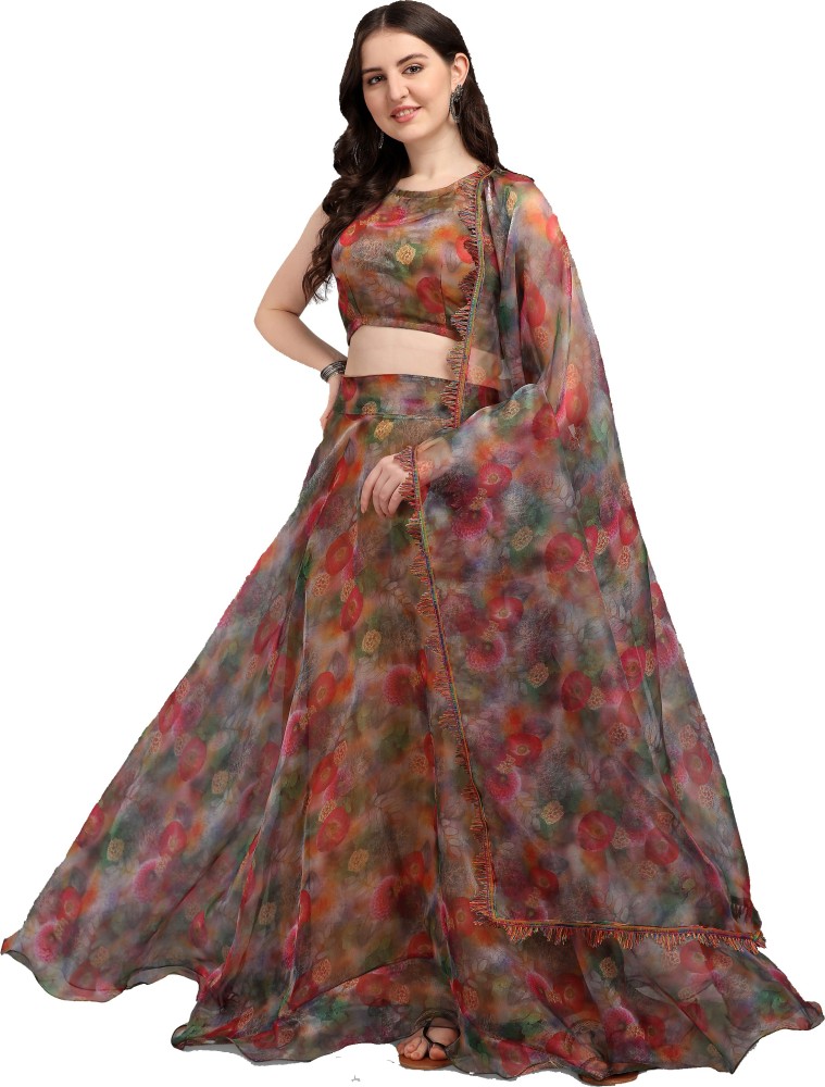 Printed best sale lehenga flipkart