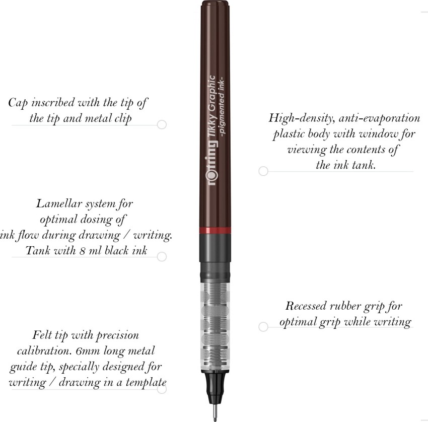 rotring 0.1,0.2,0.3,0.4,0.5,0.8mm Tikky Graphic with Black Pigmented Ink  Fineliner Pen - Buy rotring 0.1,0.2,0.3,0.4,0.5,0.8mm Tikky Graphic with  Black Pigmented Ink Fineliner Pen - Fineliner Pen Online at Best Prices in  India Only
