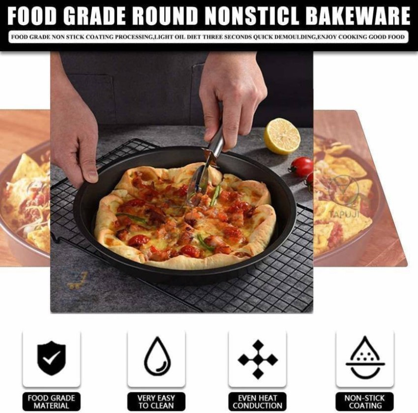 Steel Pizza Tray Non Stick Baking Pizza Pan For Microwave Oven Set