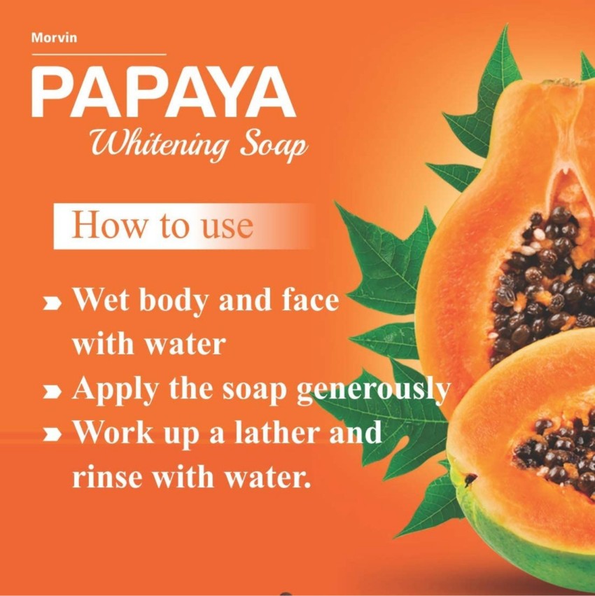 MORVIN Papaya Skin Whitening With Natural Ingredients Soap 6 x