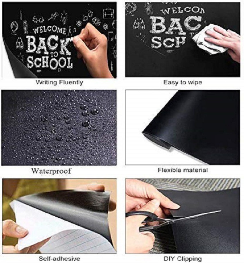 Levin 508 cm Self-Adhesive Black Board Sticker Removable, Blackboard  Sticker Wall Decal Vinyl Peel and Stick Paper for School, Office, Home,  College Kids Drawing Wallpaper (45cmx200cm) Removable Sticker Price in  India 