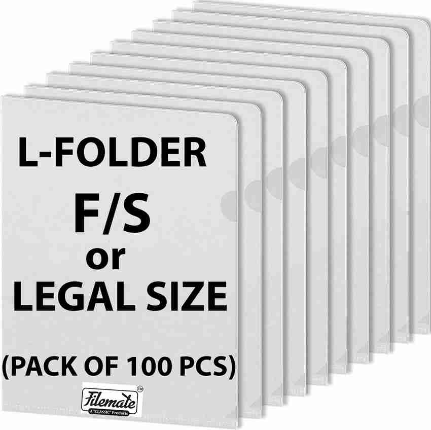 FileMate A4 Size L Folder Pack of 100 pcs Size 14 X 8.75 inch Made up with clear transparent sheet