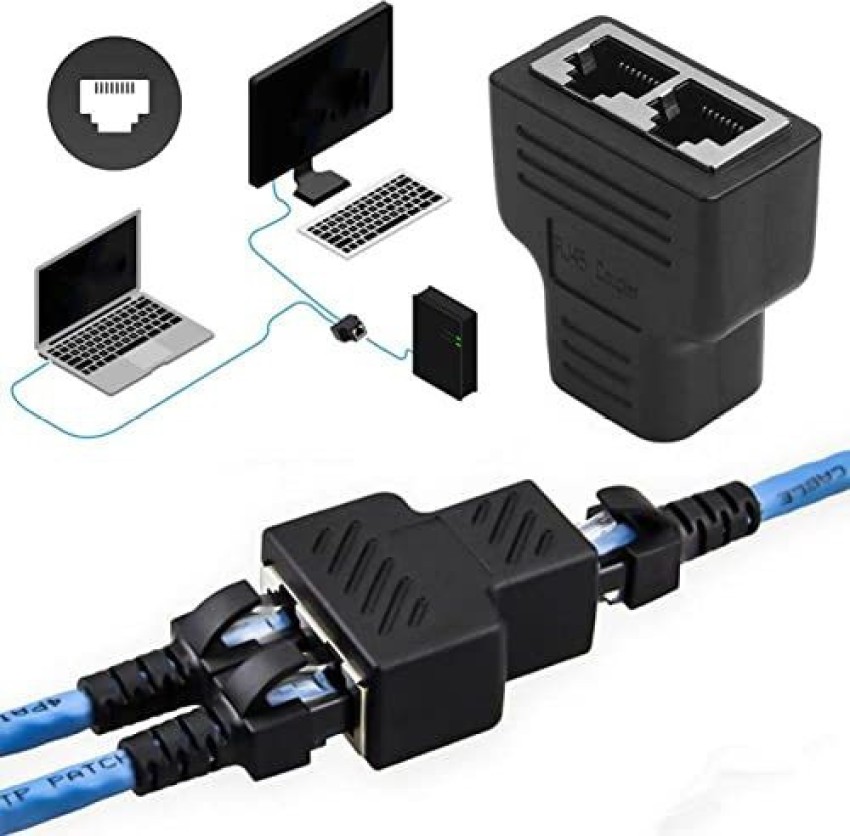 Gigabit Ethernet Splitter Cable Network Adapter 1 Female to 2 Female,  Suitable Super Cat5, Cat5e, Cat6, Cat7 Connector LAN Ethernet Cables  Internet