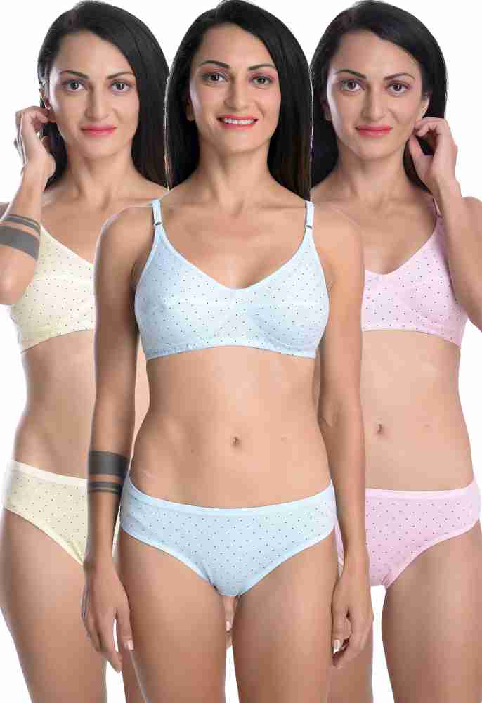 Multicolor FIMS - Fashion is my style Soft Cotton Blend Bra Panty