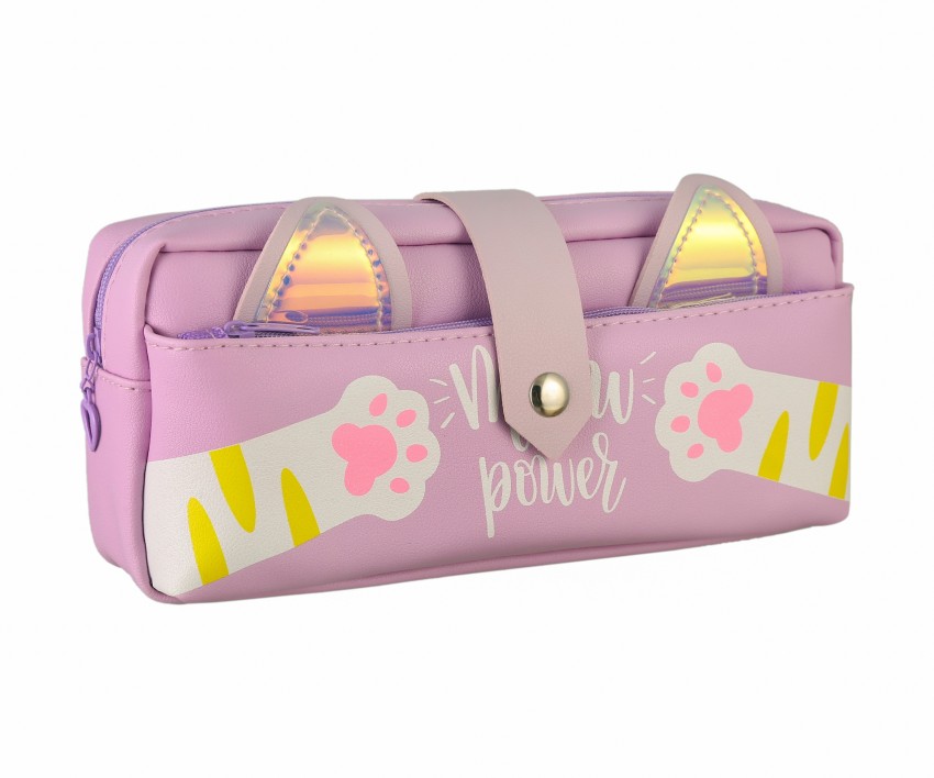 Flipkart Giftshub Super cute Designer Meow power 3 zipper Pencil Pouch for girls Printed meow power Art Artificial Leather Pencil Box Pouch