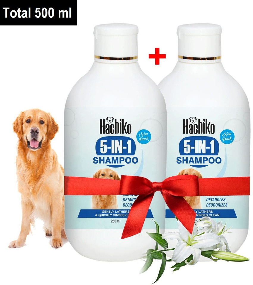 Hachiko Best quality Pack of 2 Dog Shampoo 5 IN 1 Total 500 ml Allergy Relief Anti dandruff Anti fungal Conditioning Artificial Fragrance Free Dog Shampoo Price in India Buy Hachiko