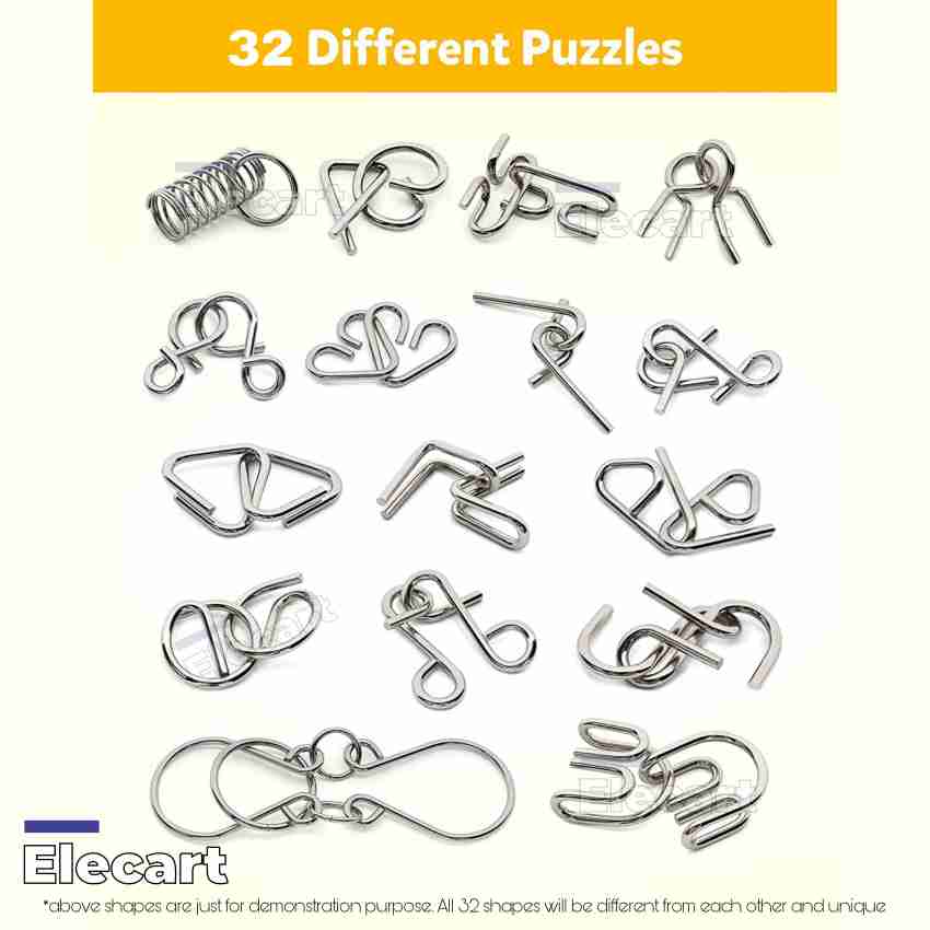 Elecart 32 in 1 Stainless Steel IQ Buster Perplexing Mind Metal