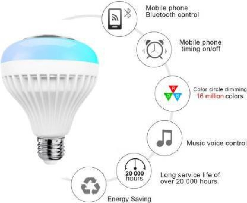 ArrayStyle 3 in 1 Smart Led Bulb With Built-in Bluetooth Speaker Music Light  Bulb B22 + RGB Light Ball Bulb Colorful With Remote Control For Home,  Bedroom, Living Room, Party Decoration Smart