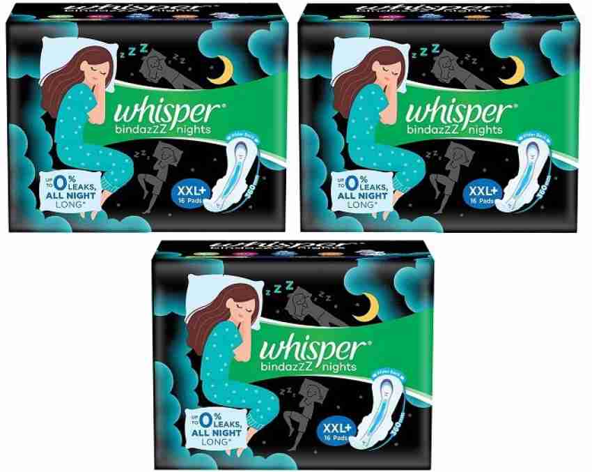 Buy WHISPER BINDAZZZ NIGHTS XXL PLUS - 16 PADS Online & Get Upto