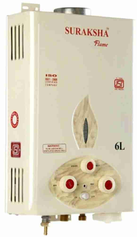 Suraksha 6 L Gas Water Geyser (Flame, ivory) Price in India - Buy Suraksha  6 L Gas Water Geyser (Flame, ivory) online at Flipkart.com