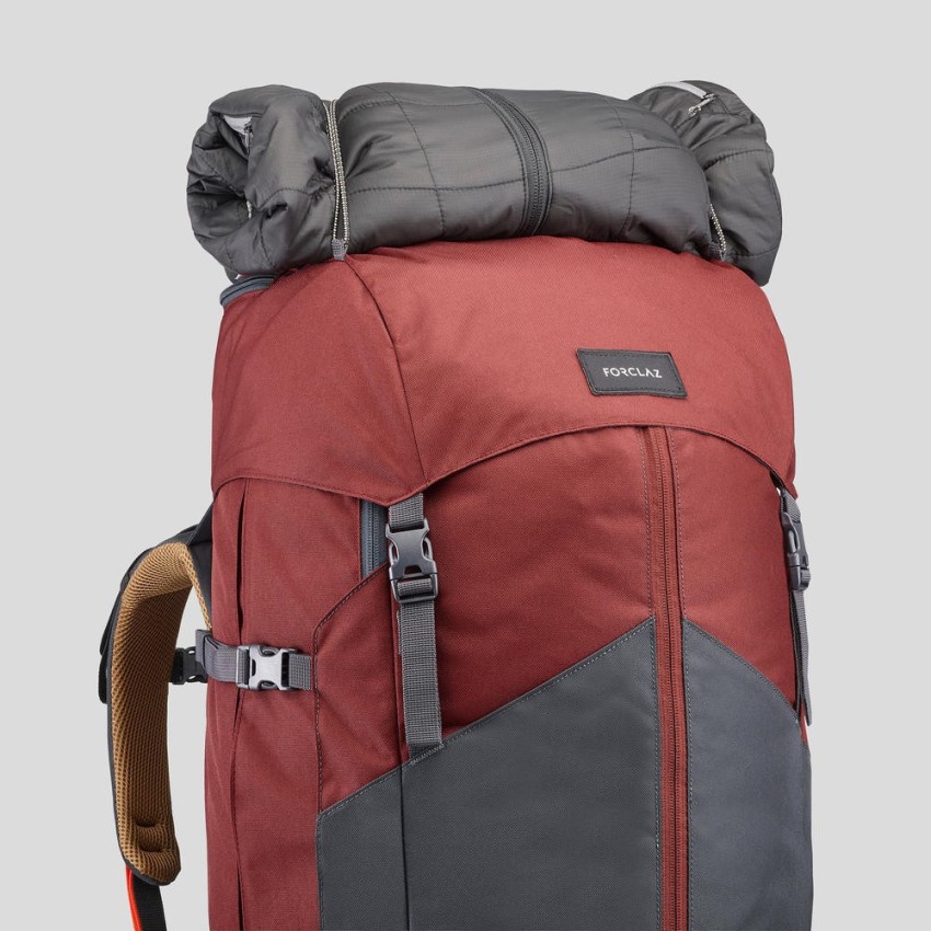 Forclaz by Decathlon Men s Mountain Trekking Backpack Trek 100 Easyfit 70L ochre 70 L Backpack Multicolor Price in India Flipkart