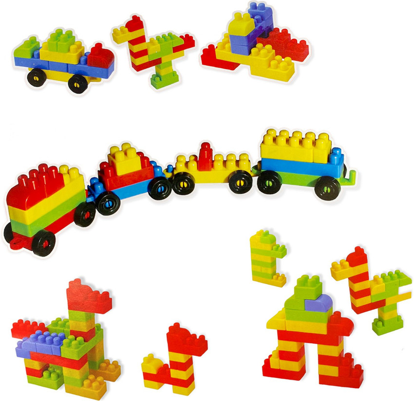 DOLLY Building Blocks for Kids with Wheel 64 Pcs 16 Wheels