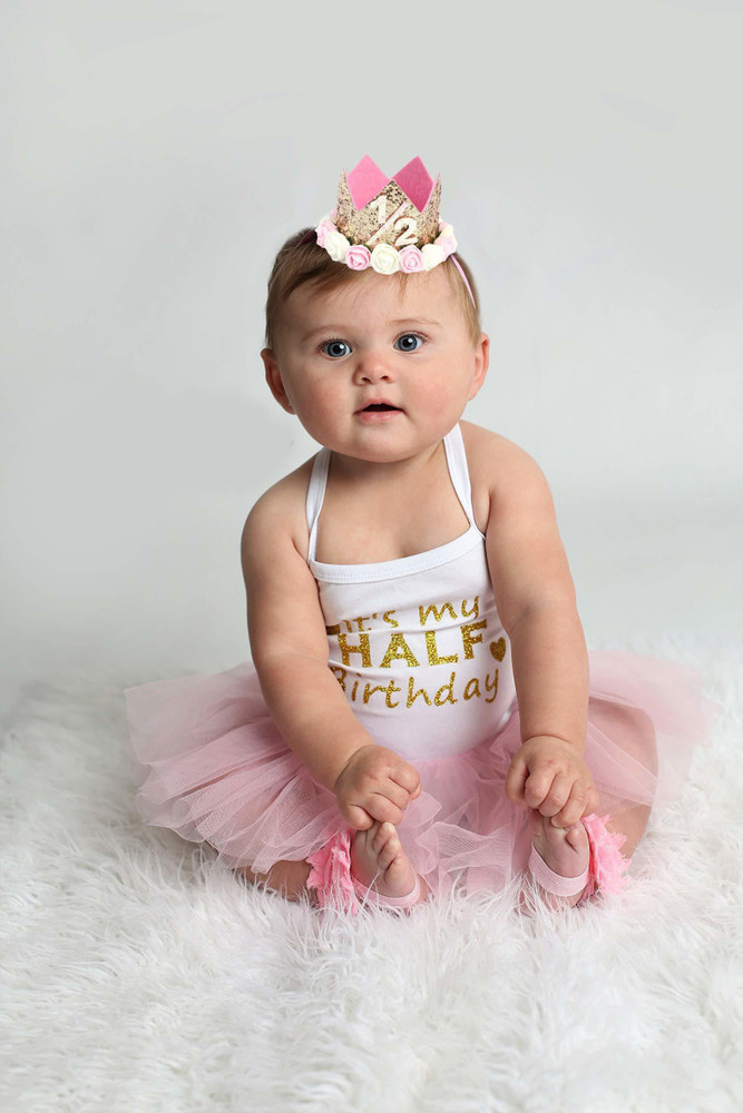 Party Propz 1pc Baby Crown Birthday Headband for Half Birthday
