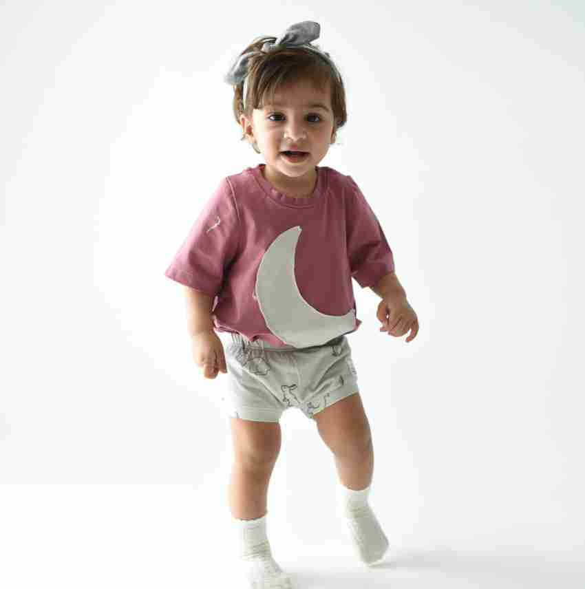 Tiffy & Toffee Snug Fit 100% Pure Cotton Jersey Shorts for Charming Cubs, Grey Solid Pattern