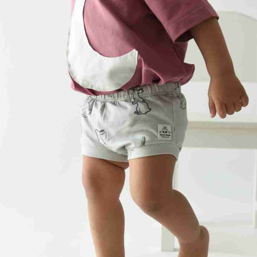 Tiffy & Toffee Snug Fit 100% Pure Cotton Jersey Shorts for Charming Cubs, Grey Solid Pattern