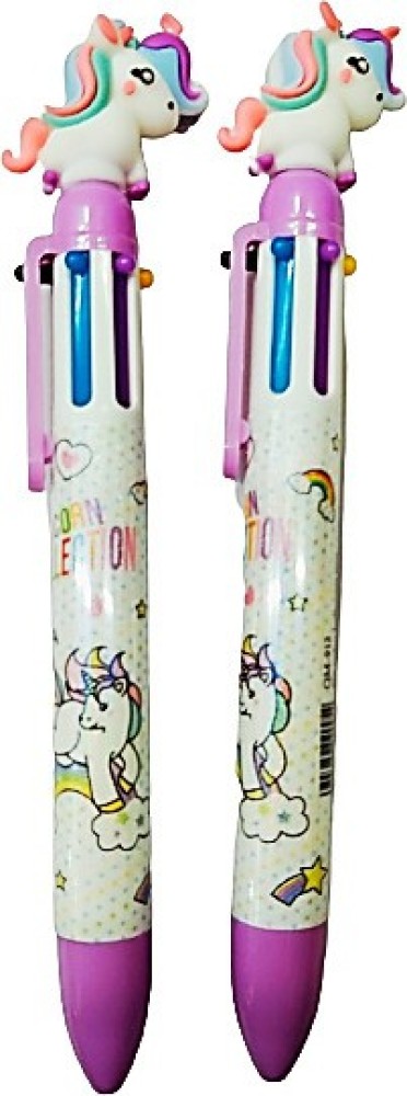 Unicorn Pen TWIN PACK Pink Purple Green Yellow Blue Home School Party Cool  Cute