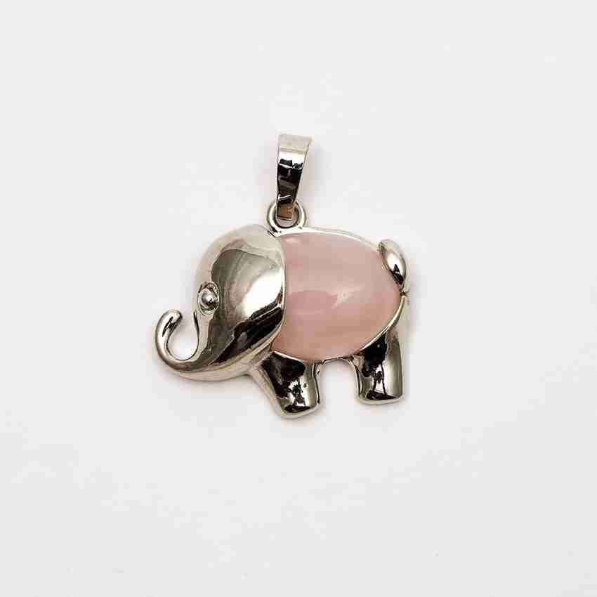 Rose quartz elephant necklace clearance