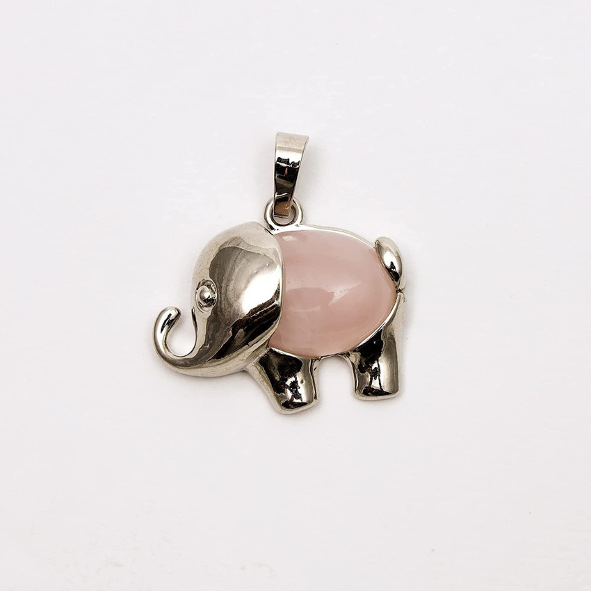 Rose quartz elephant necklace new arrivals