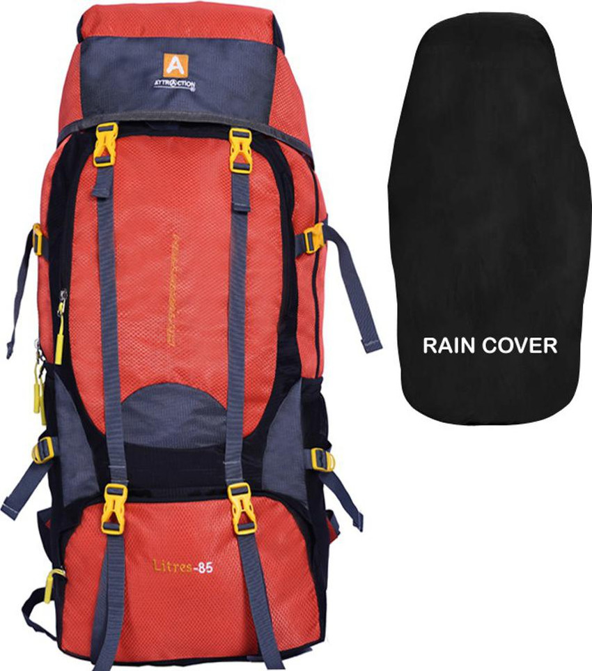 Attraction 85L TRAVEL BACKPACK FOR OUTDOOR SPORT HIKING TREKKING BAG CAMPING RUCKSACK with shoe compartment and rain cover Rucksack 85 L ORANGE BLACK Price in India Flipkart