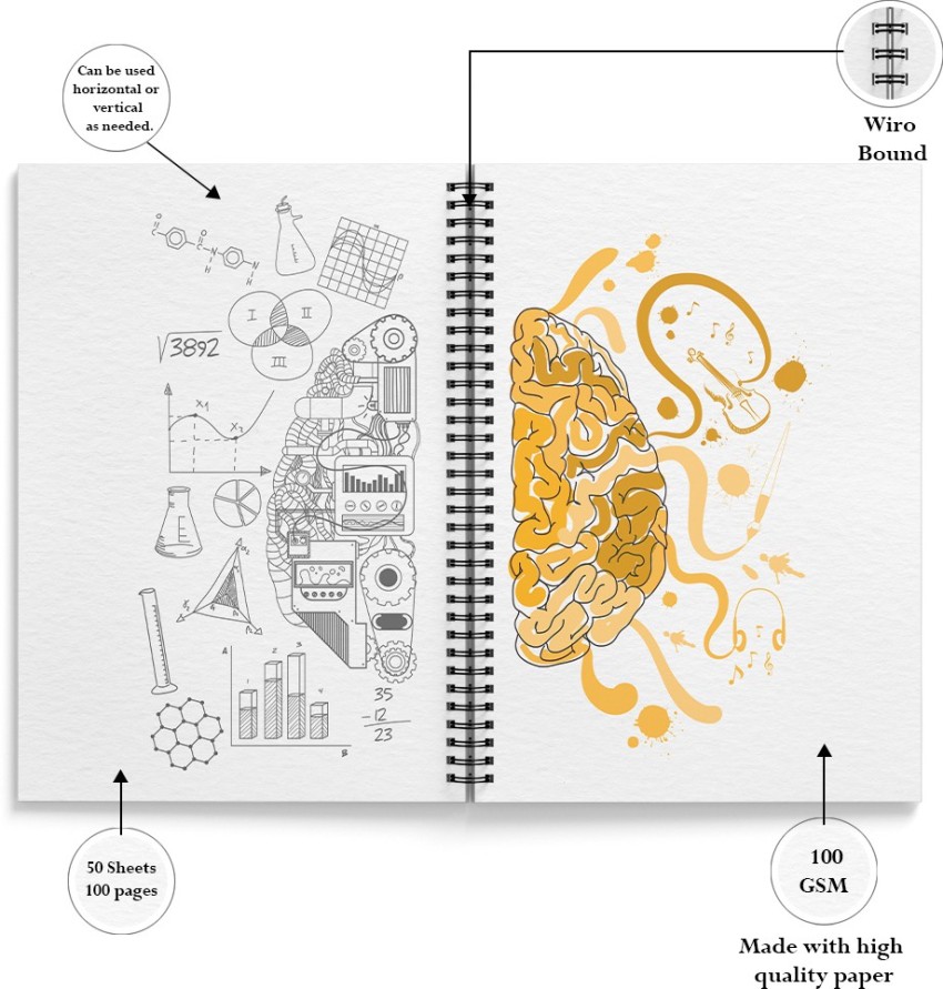 Whitelines Wirebound Notebook, Blank 9X12