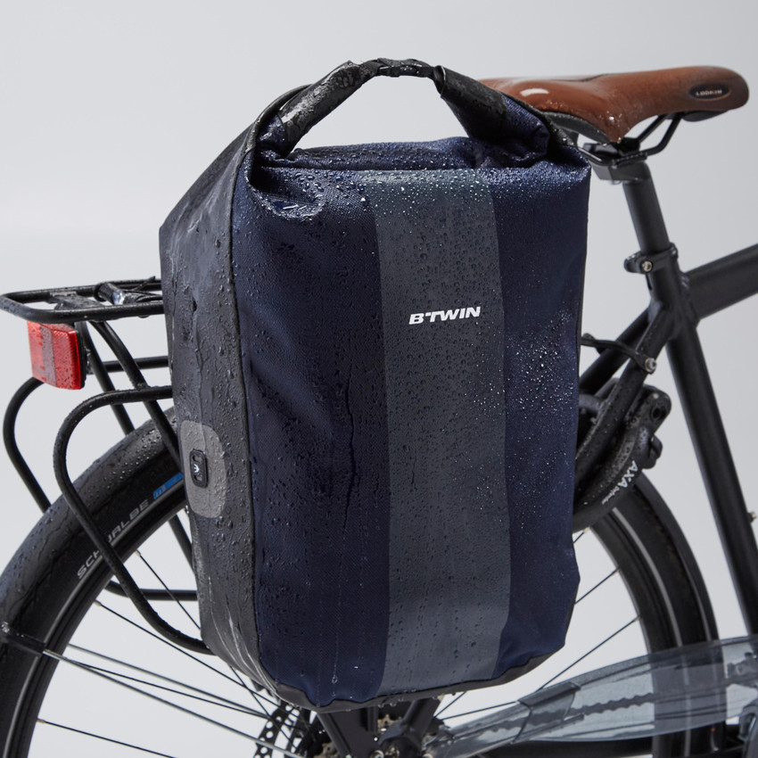 ELOPS by Decathlon 500 Pannier Rack 20L Waterproof Bike Bag Blue