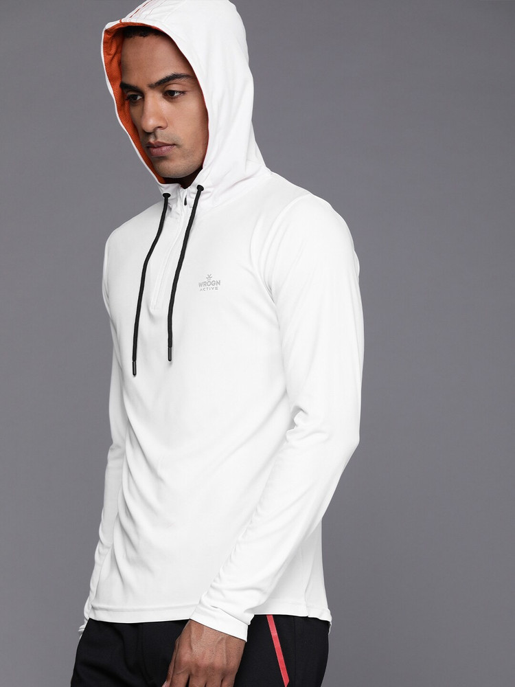 WROGN ACTIVE Solid Men Hooded Neck White T Shirt Buy