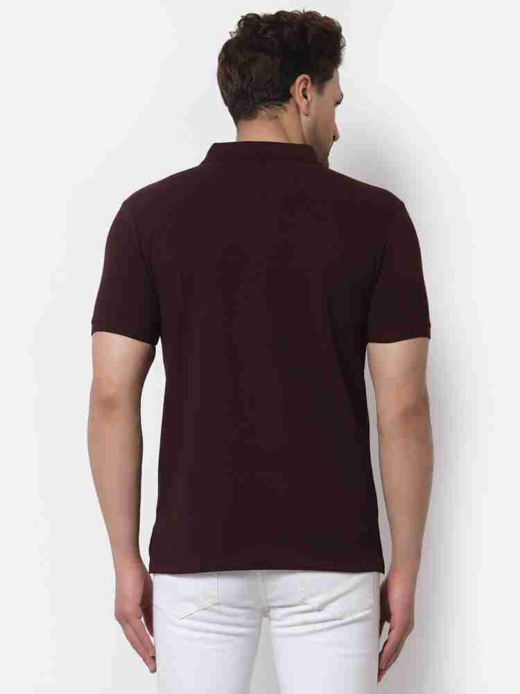 Red Tape Brown Solid Cotton Polo Neck Mens T-shirt