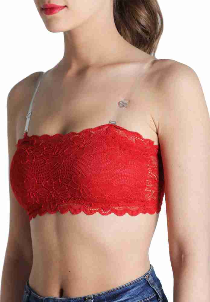 Women Tube Bra Padded Tube Bra - Free Size - 3 Hook Back (Red) at   Women's Clothing store