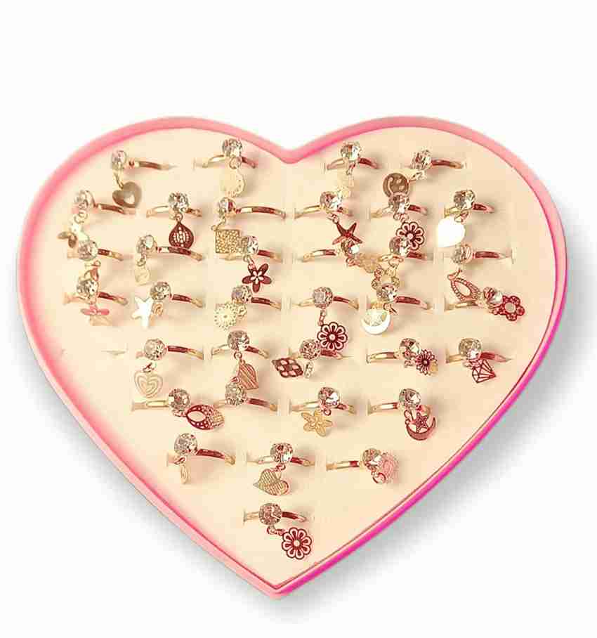Glaaddo 36 pcs Little Girl Adjustable Rings in Box Children Kids