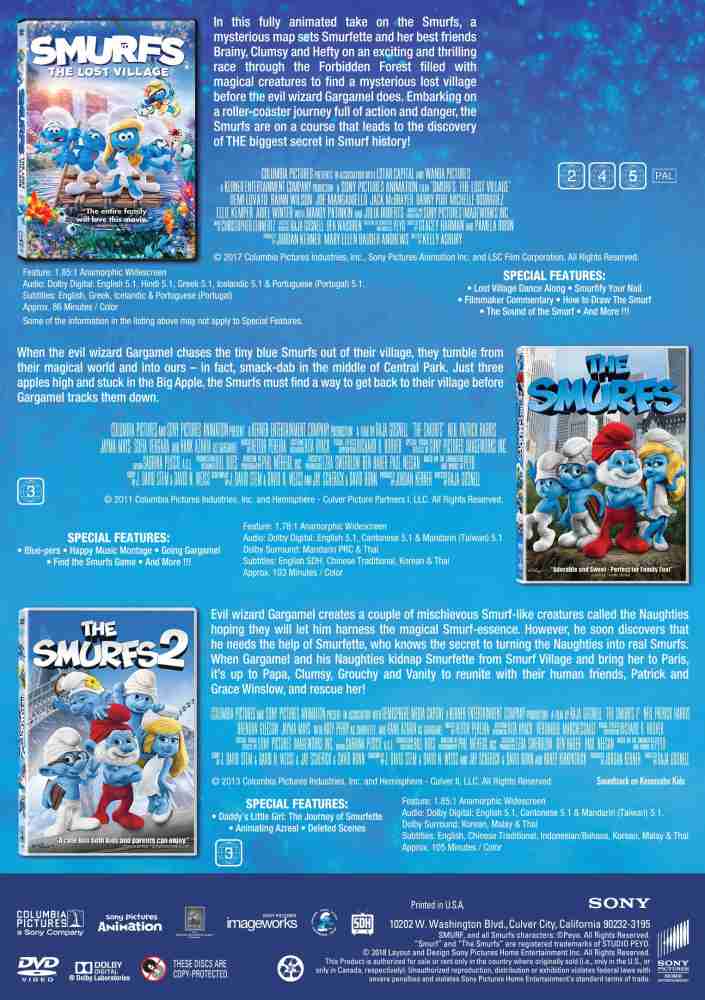 The Smurfs 3 Film Collection The Smurfs The Smurfs 2 The Lost