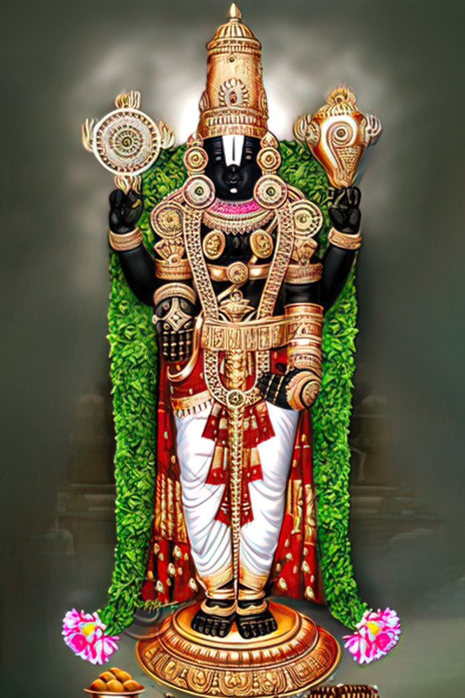 Tirupati Venkateswara Swamy/Lord Balaji Golden Photo Frame (10 Inches –  Pooja Ghar