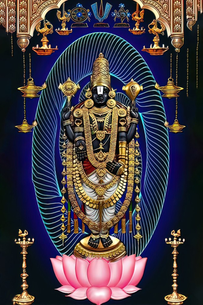 wallpics® Lord venkateswara Swamy Painting Poster Waterproof Vinyl Sticker  for Home Decor | (24X36 inches) can1521-3 : Amazon.in: Home & Kitchen