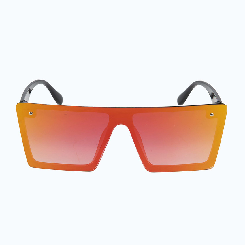 Buy EECEE Rectangular Retro Square Shield Sunglasses Red Orange