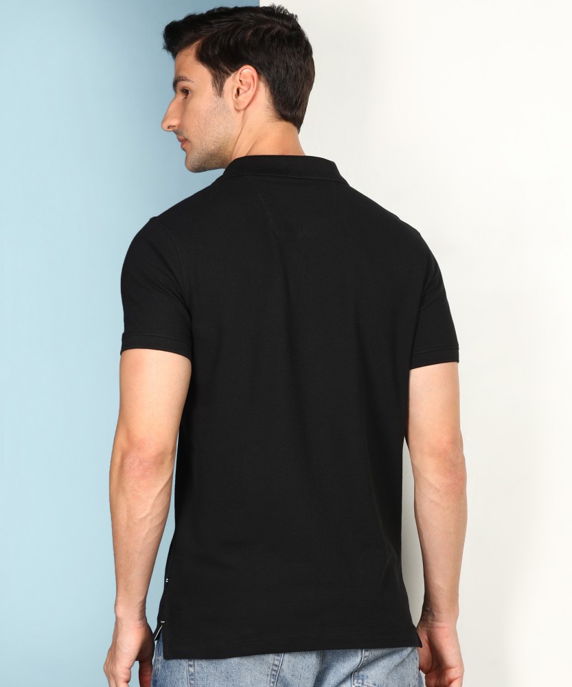 NAUTICA Solid Men Polo Neck Black T-Shirt - Buy NAUTICA Solid Men