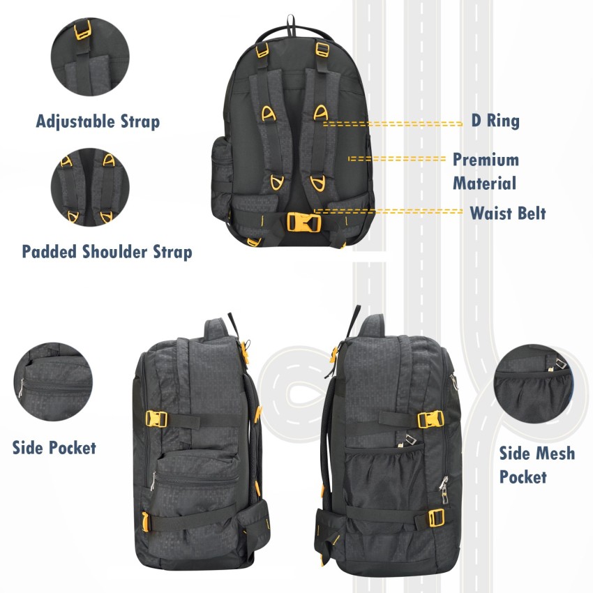 Polyester Black Travel Luggage Backpack, Bag Capacity: 15 To 20 Kg